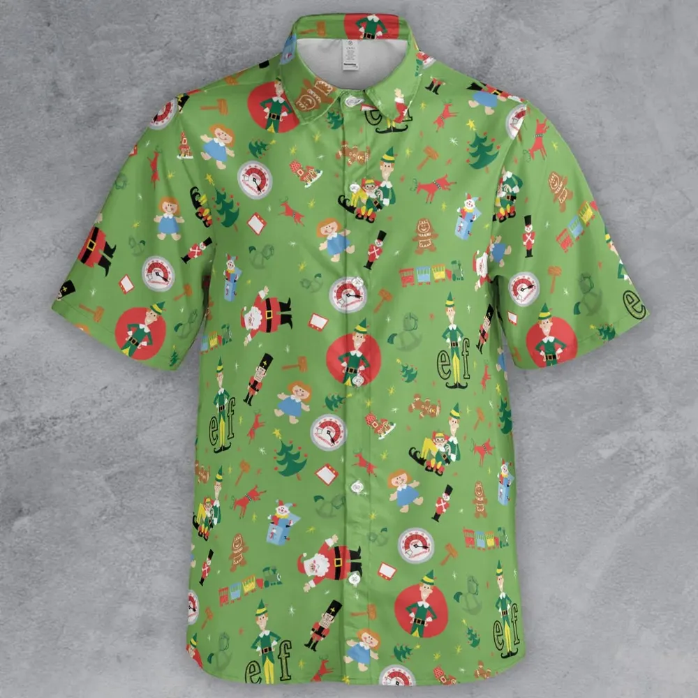 ELF Christmas Pattern Button Down Shirt - 2