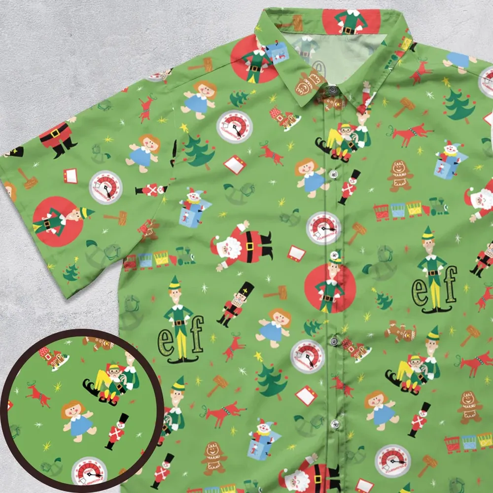 ELF Christmas Pattern Button Down Shirt - 1