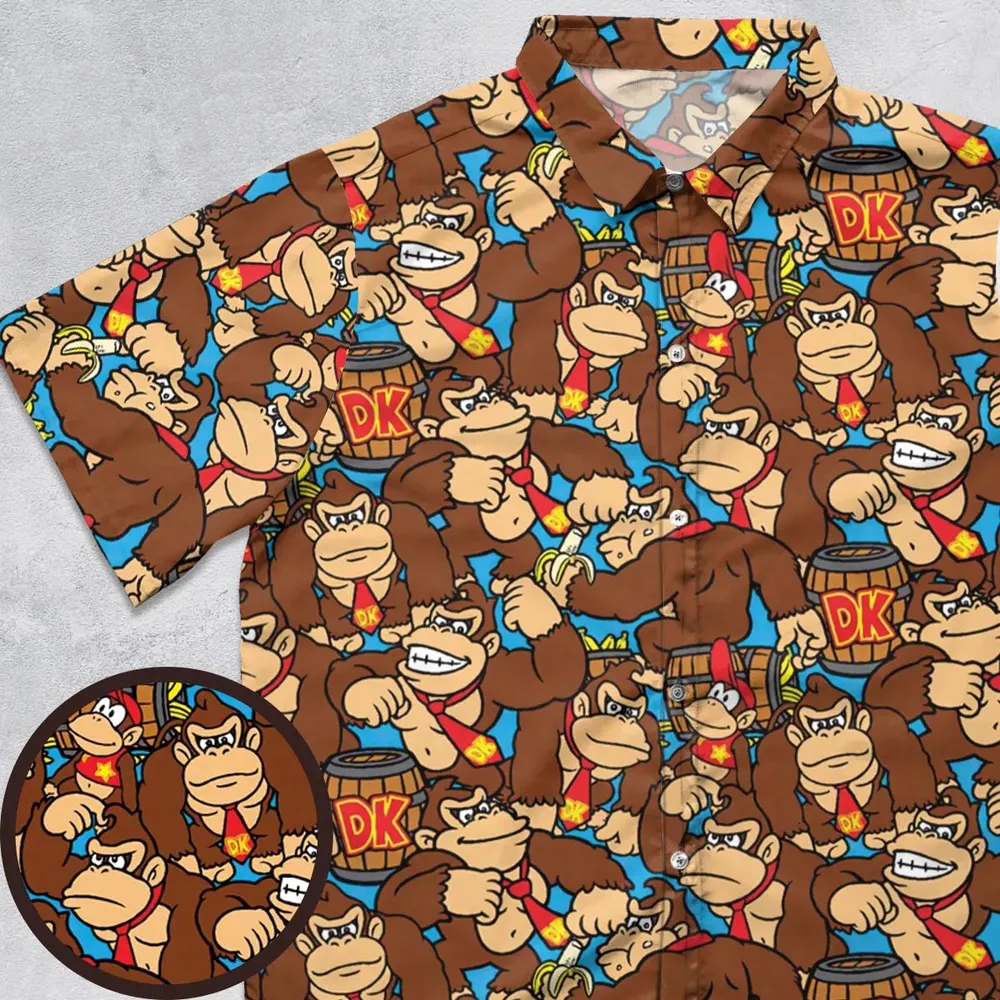 Donkey Kong Pattern Button Down Shirt - 1