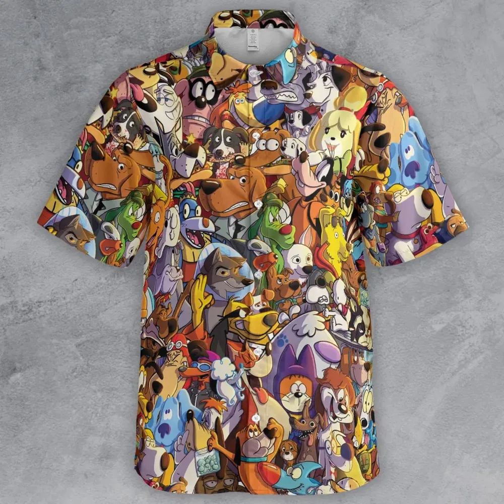 Dogs From Famous Cartoons Button Down Shirt - 2