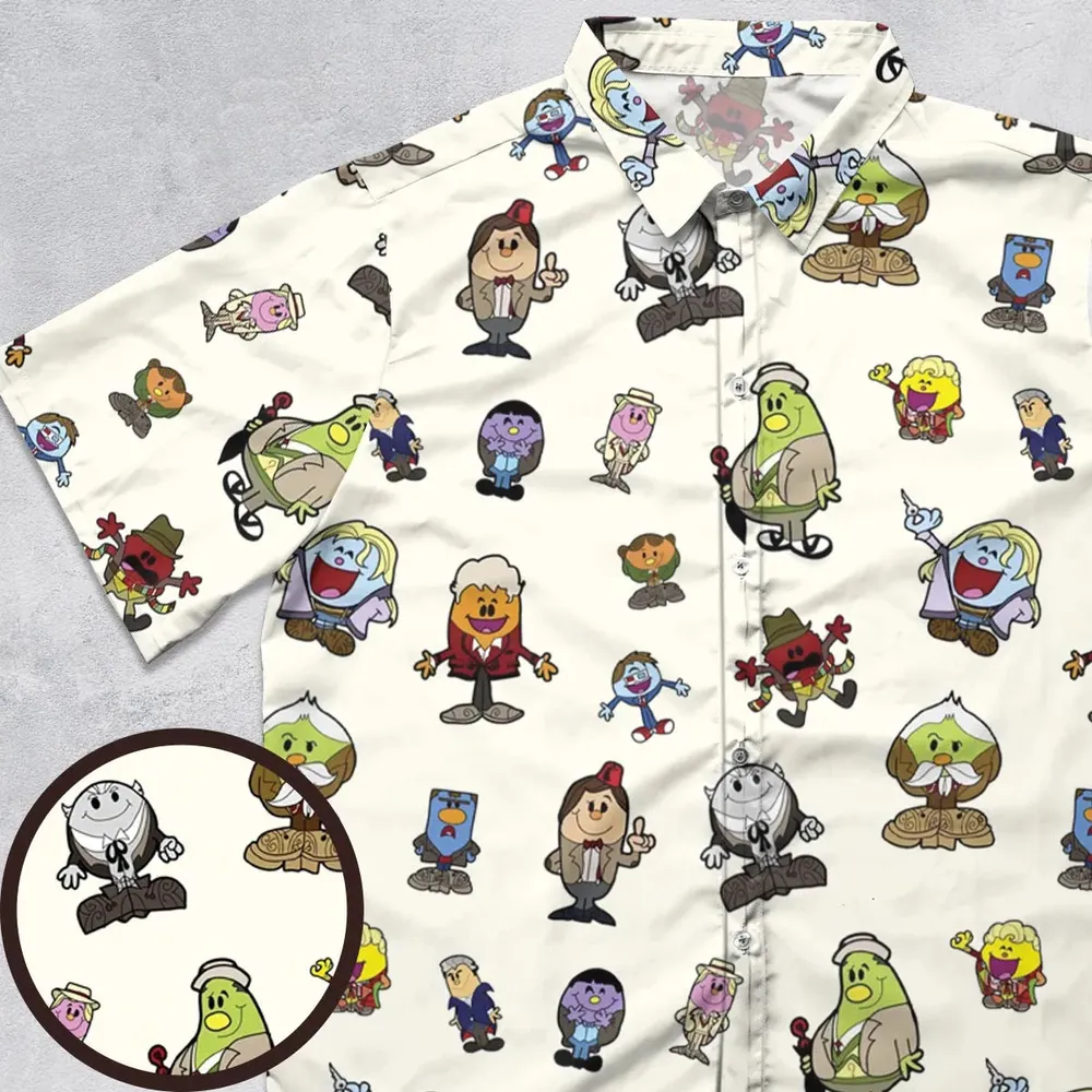 Doctor Who and Mr Men Pattern Button Down Shirt - 1