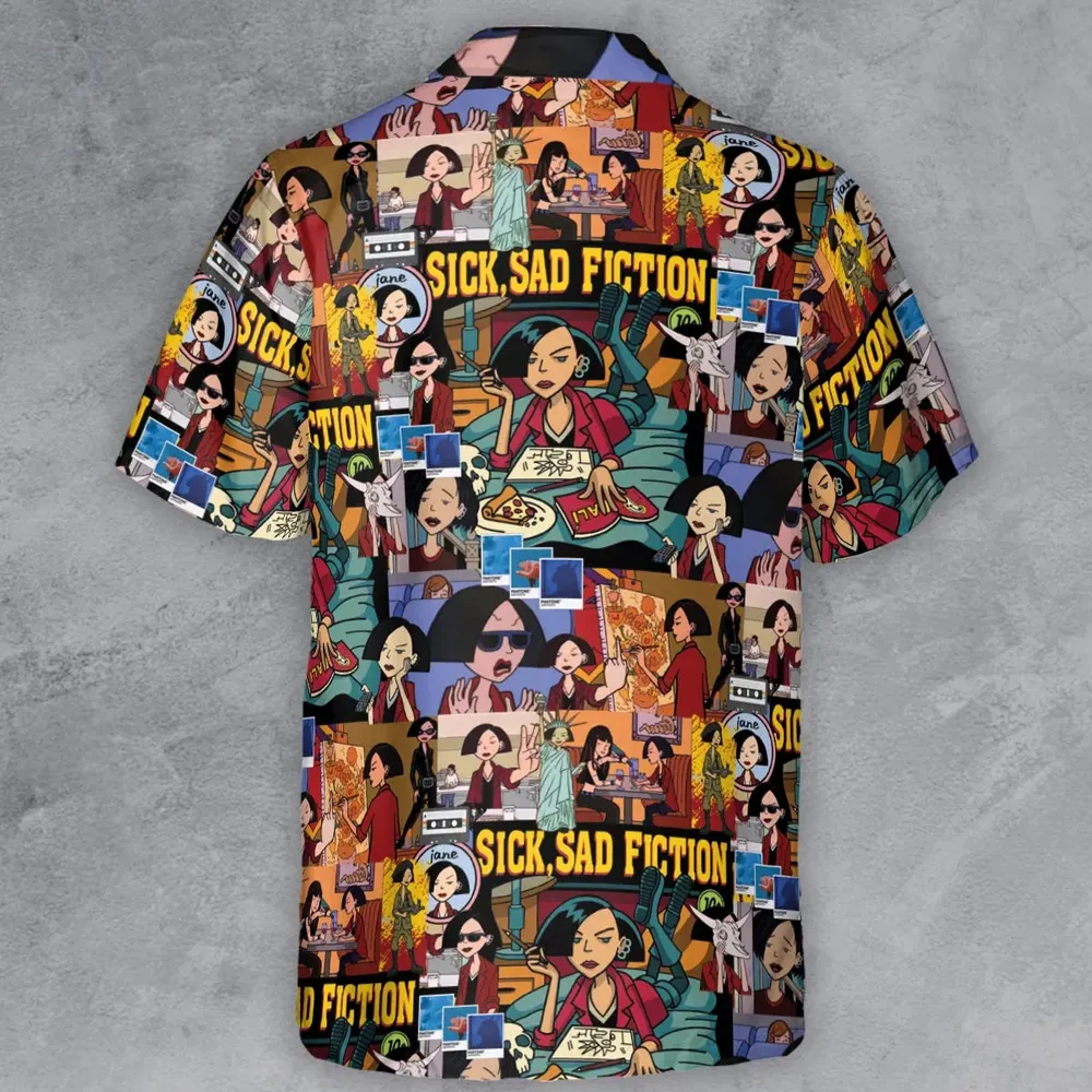 Daria Sick Sad Fiction Pattern Button Down Shirt - 3