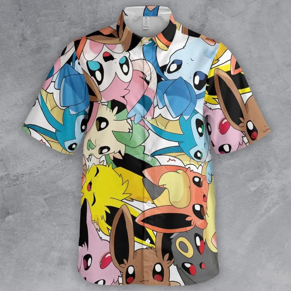 Cute Eevee Evolution Pokemon Button Down Shirt - 2