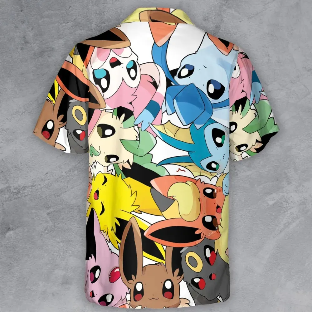 Cute Eevee Evolution Pokemon Button Down Shirt - 3
