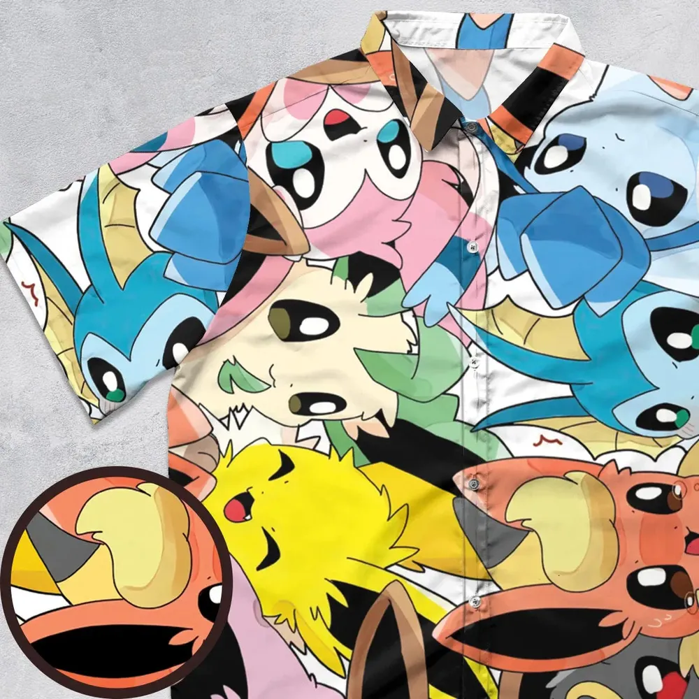 Cute Eevee Evolution Pokemon Button Down Shirt - 1