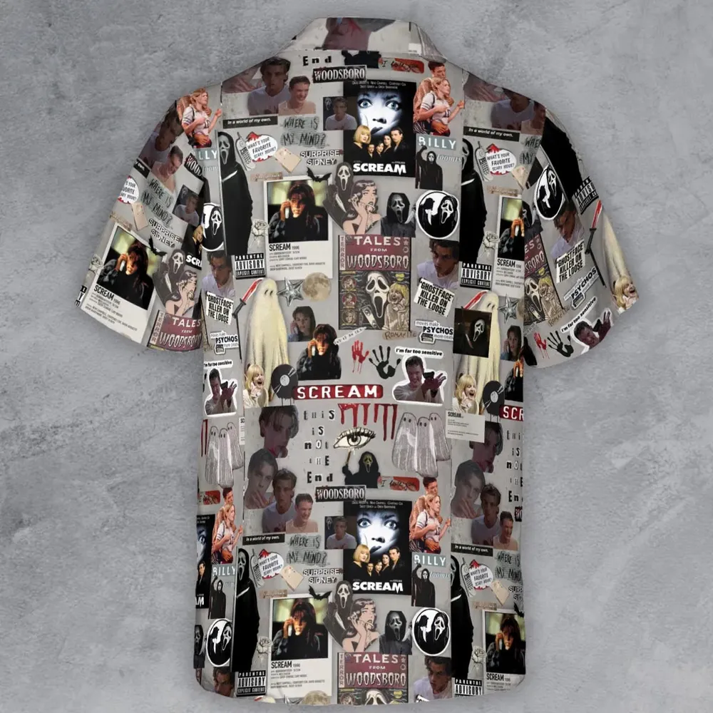 Crime Scene Scream Aesthetic Pattern Button Down Shirt - 3