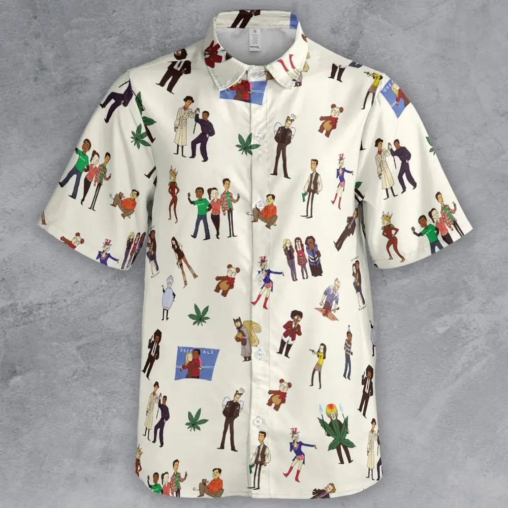 Community Characters Costumes Pattern Button Down Shirt - 2