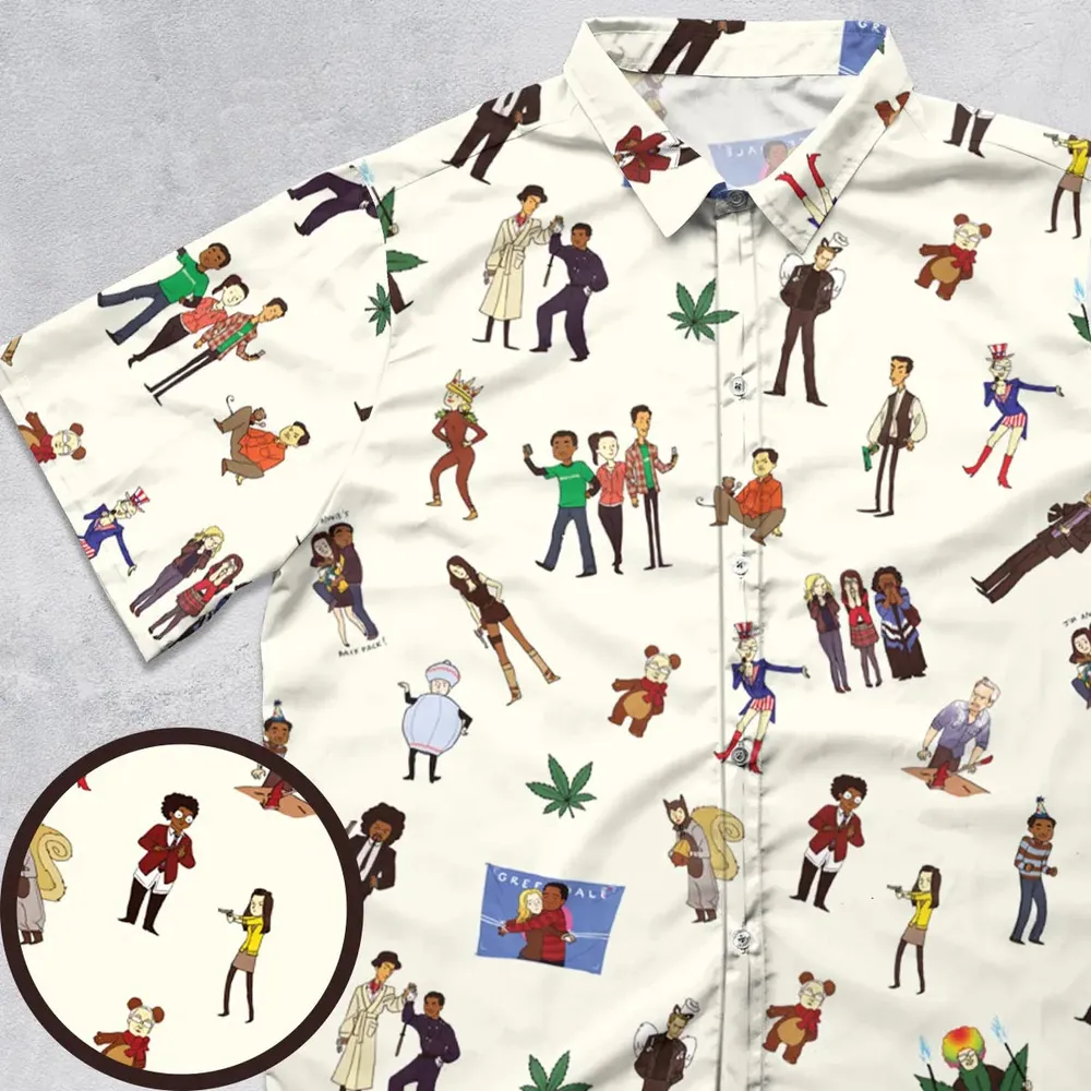 Community Characters Costumes Pattern Button Down Shirt - 1
