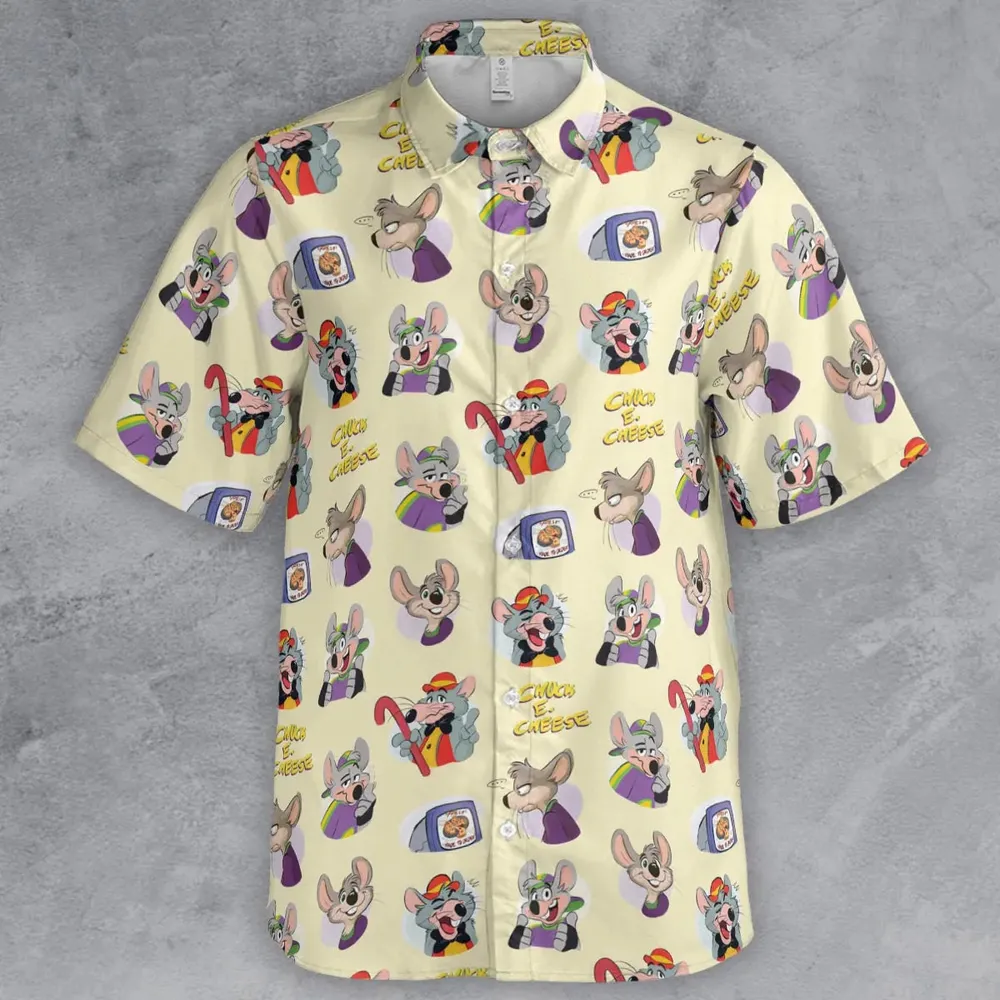 Chuck E. Cheese Pattern Button Down Shirt - 2