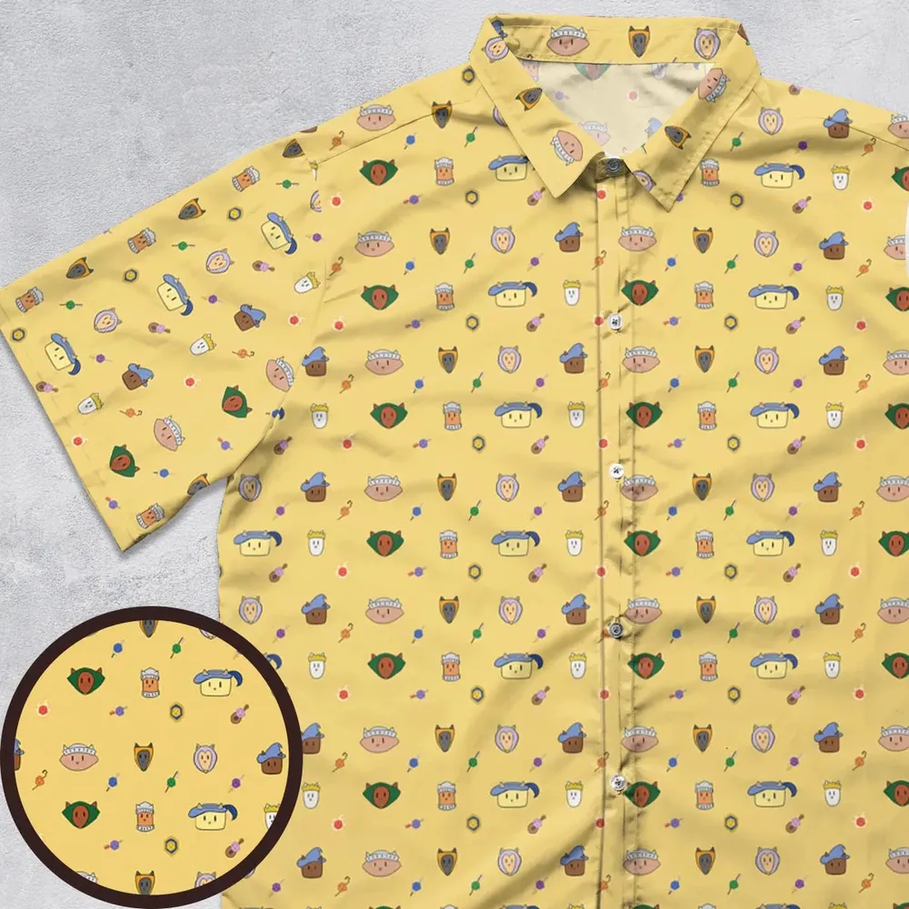 Cat DND Classes Pattern Button Down Shirt - 1