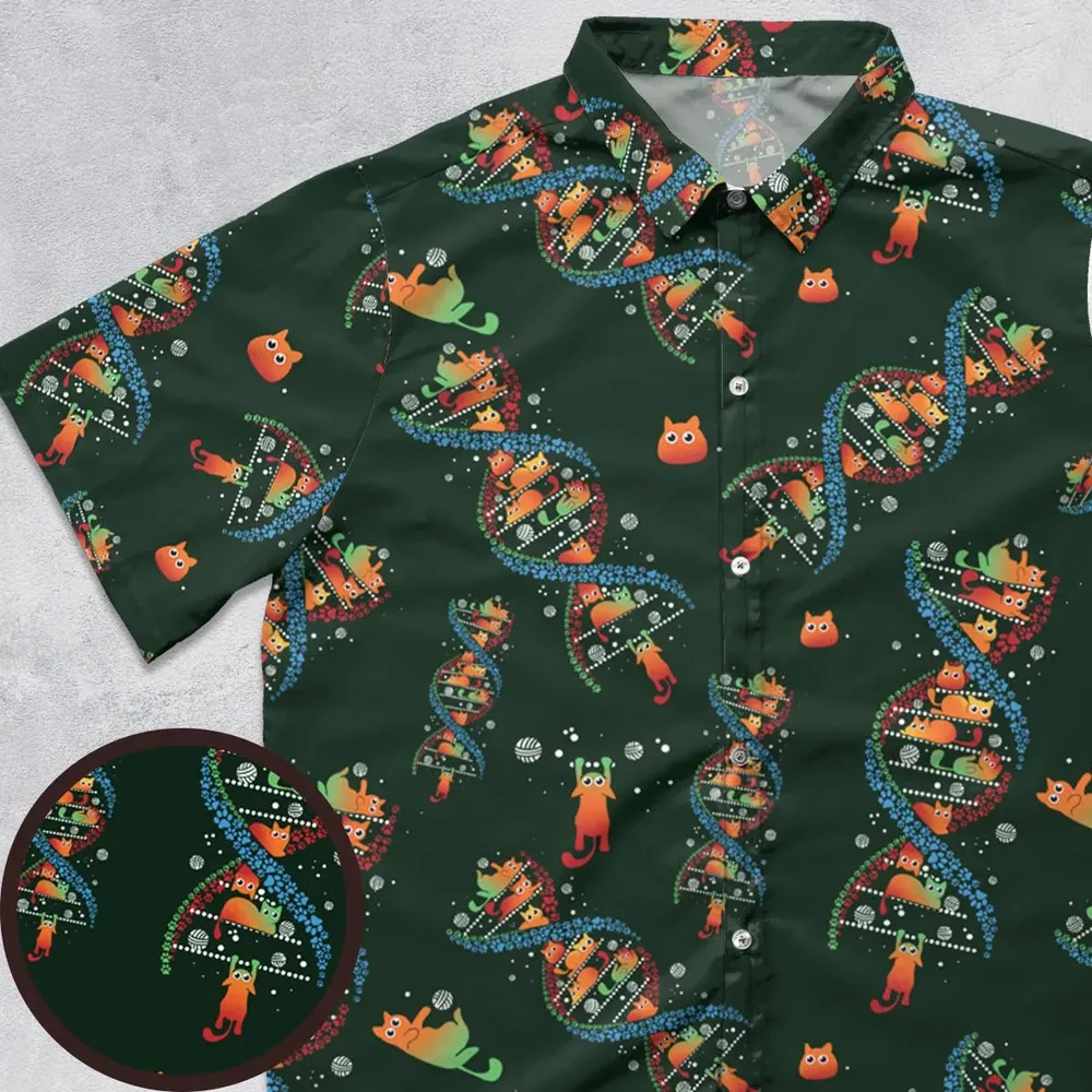 Cat Kitten DNA Pattern Button Down Shirt - 1