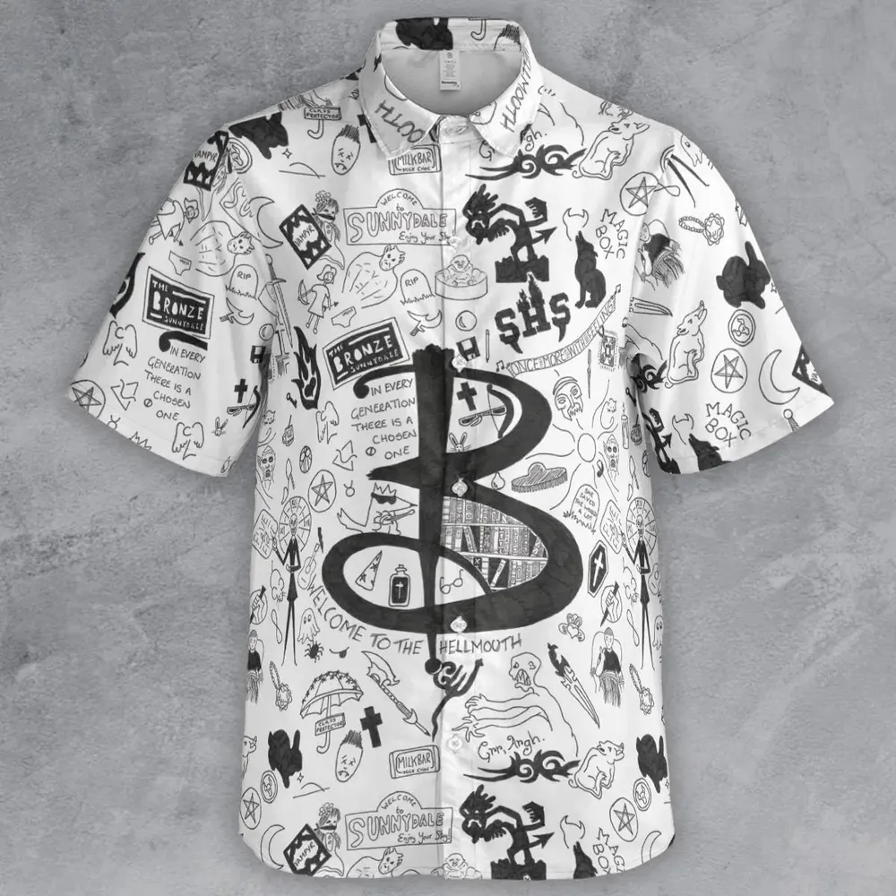 Buffy The Vampire Slayer Pattern Button Down Shirt - 2
