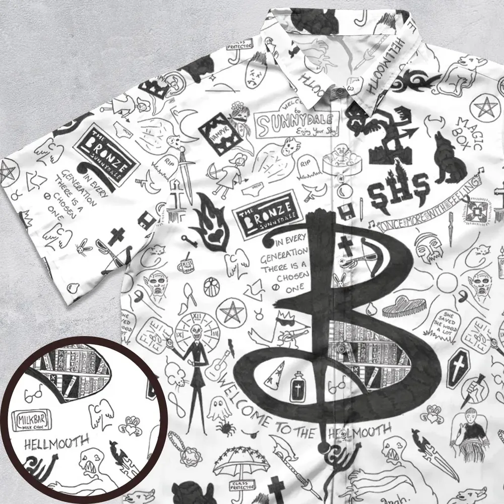 Buffy The Vampire Slayer Pattern Button Down Shirt - 1