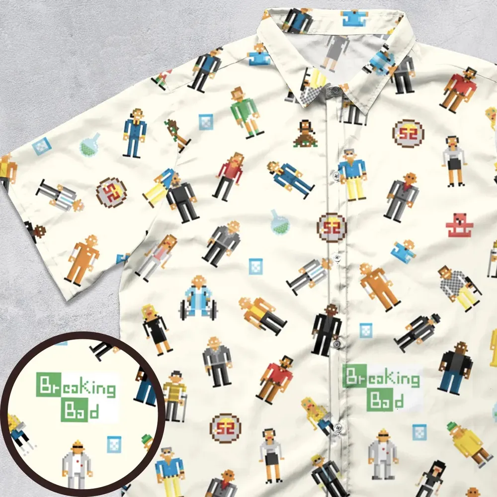 Breaking Bad in Pixels Pattern Button Down Shirt - 1
