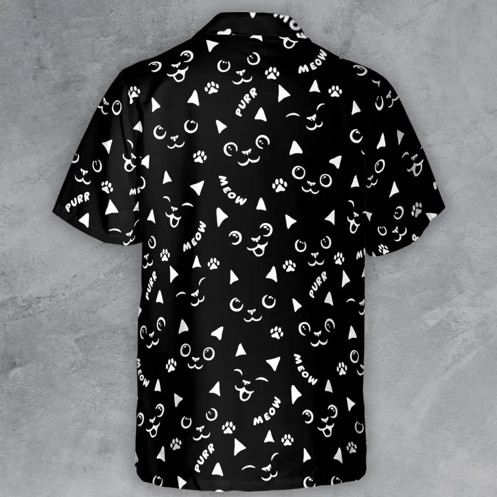 Black Cats Pattern Button Down Shirt - 3