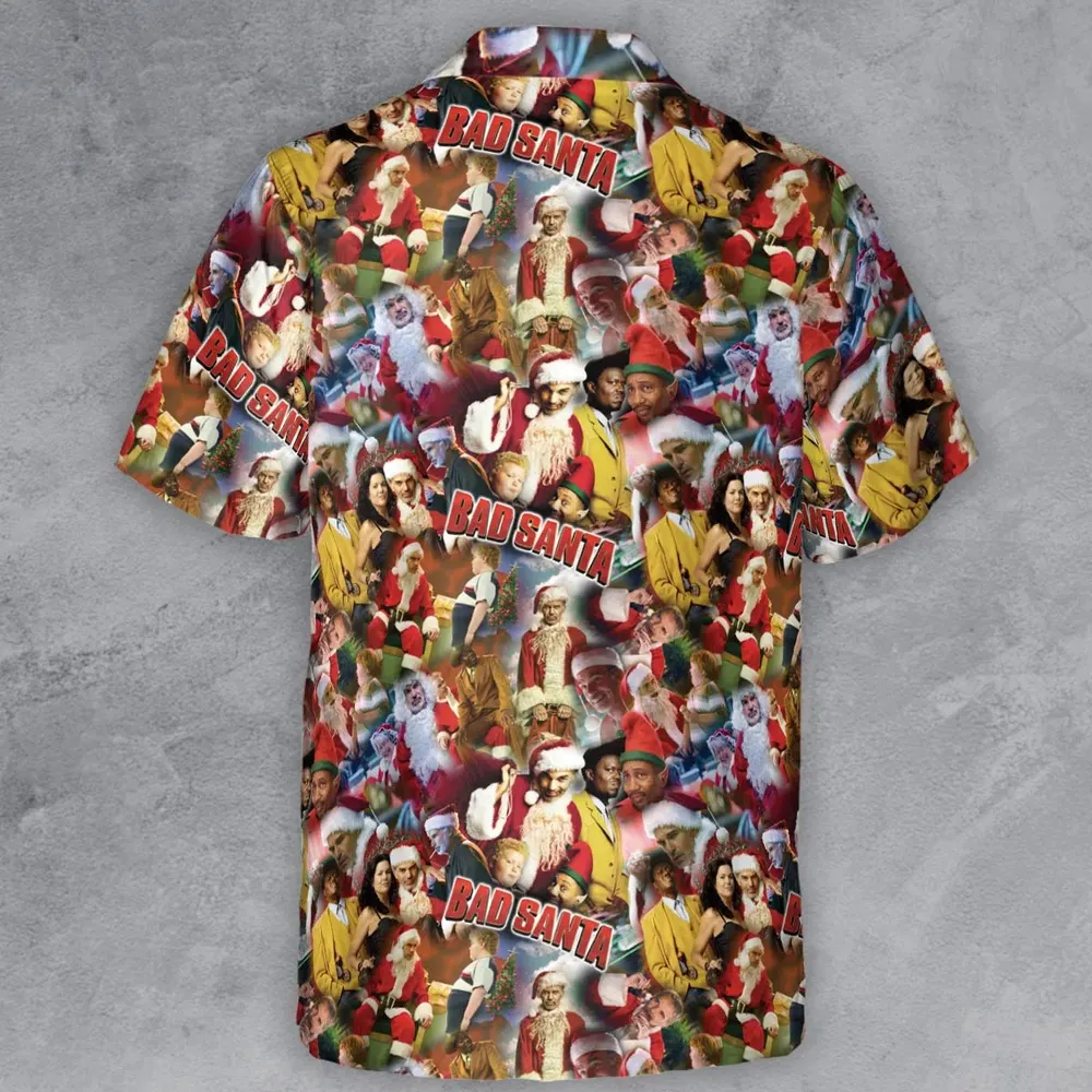 Bad Santa Pattern Button Down Shirt - 3