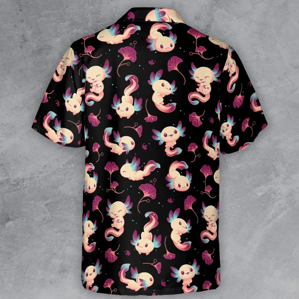 Axolotl Wonders Cute Salamanders Pattern Button Down Shirt - 3