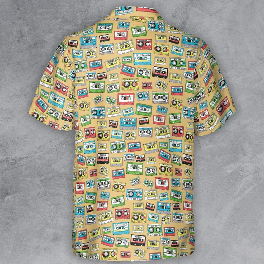 80s Playlist Pattern Button Down Shirt - 3