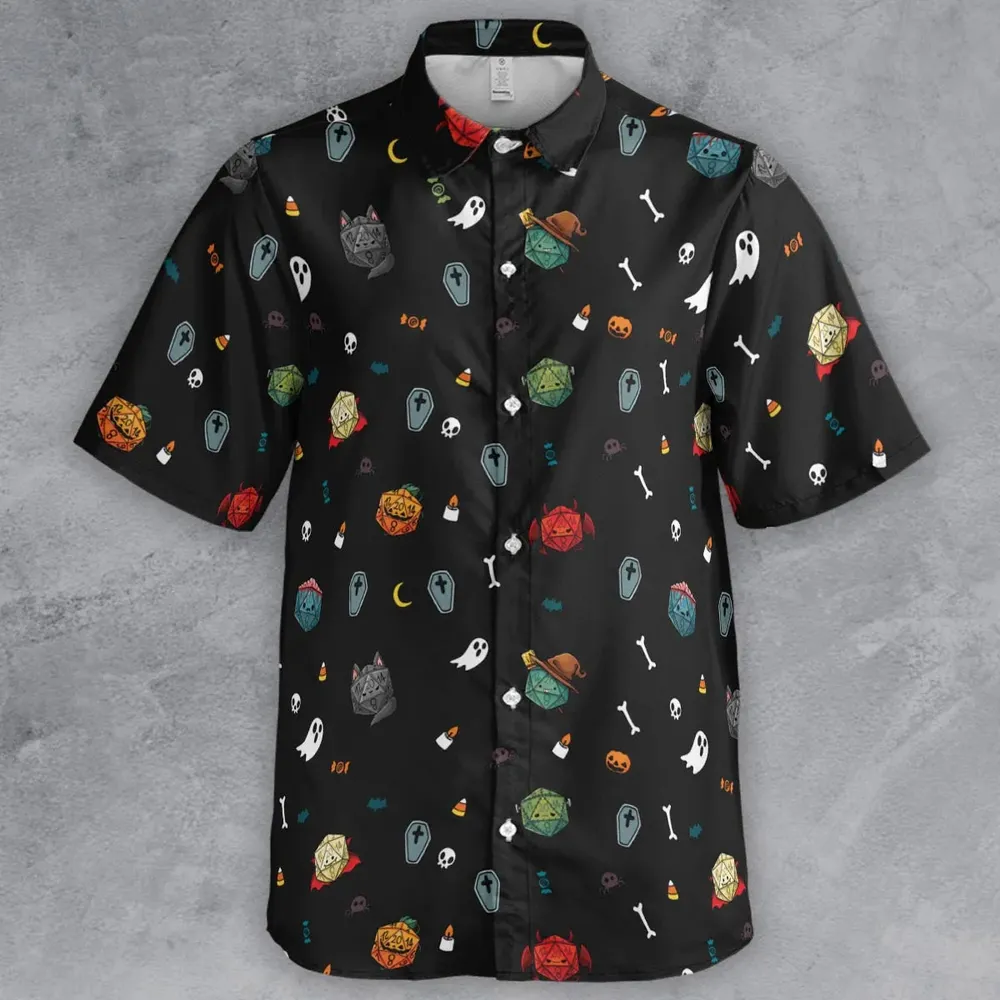 Halloween DND Dices Pattern Button Down Shirt - 2