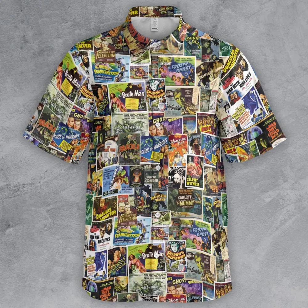 Vintage Horror Movies Button Down Shirt - 2