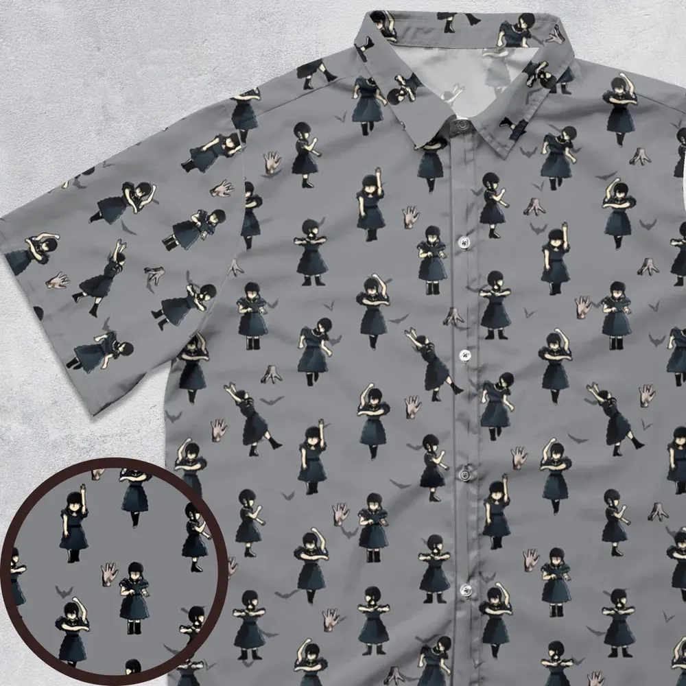 Wednesday Dance Pattern Button Down Shirt - 1