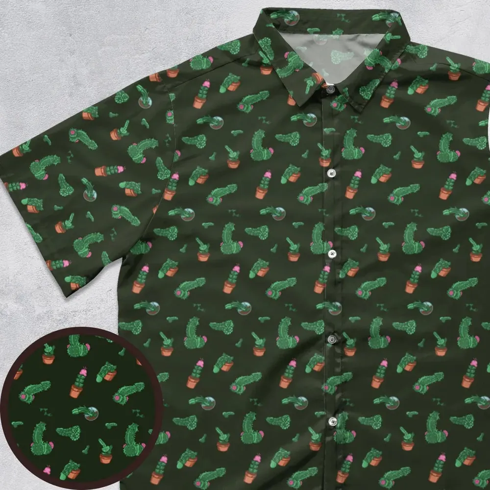 Funny Plants Pattern Button Down Shirt - 1