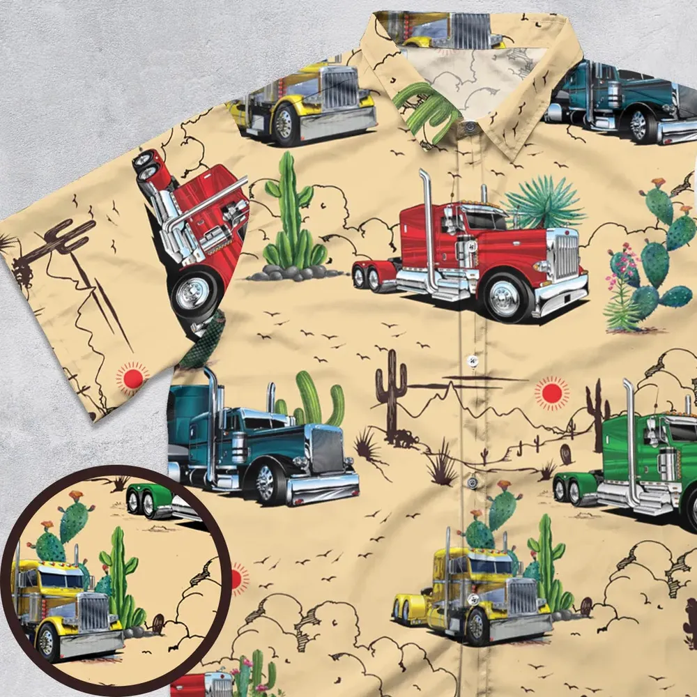 Peterbilt Semi Truck Pattern Button Down Shirt - 1