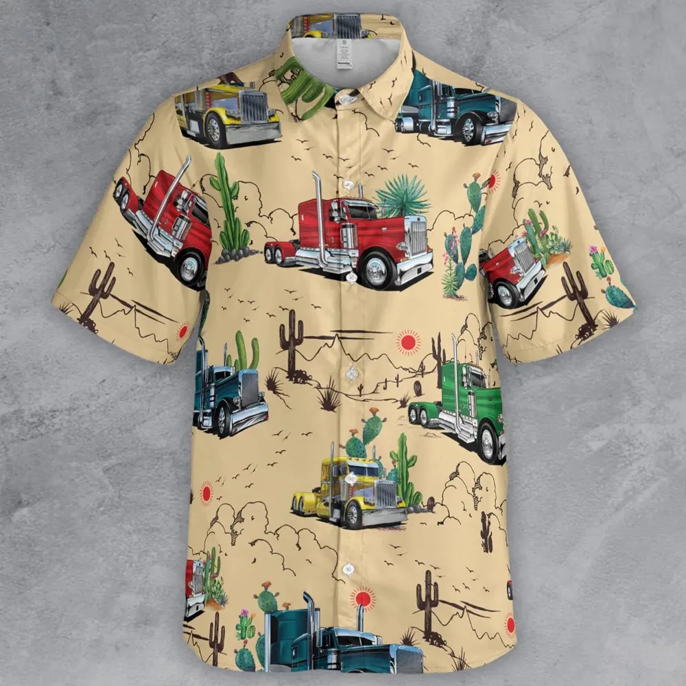 Peterbilt Semi Truck Pattern Button Down Shirt - 2