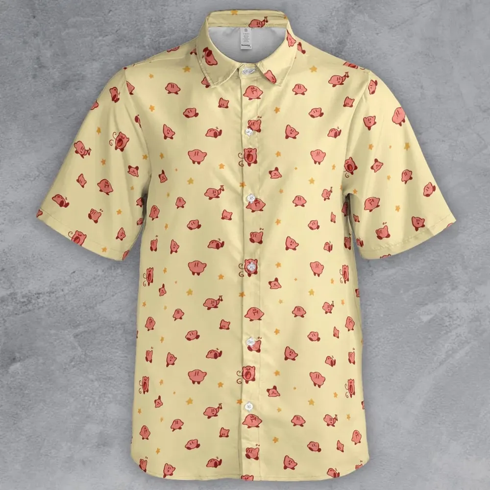 Nintendo Kirby Pattern Button Down Shirt - 2