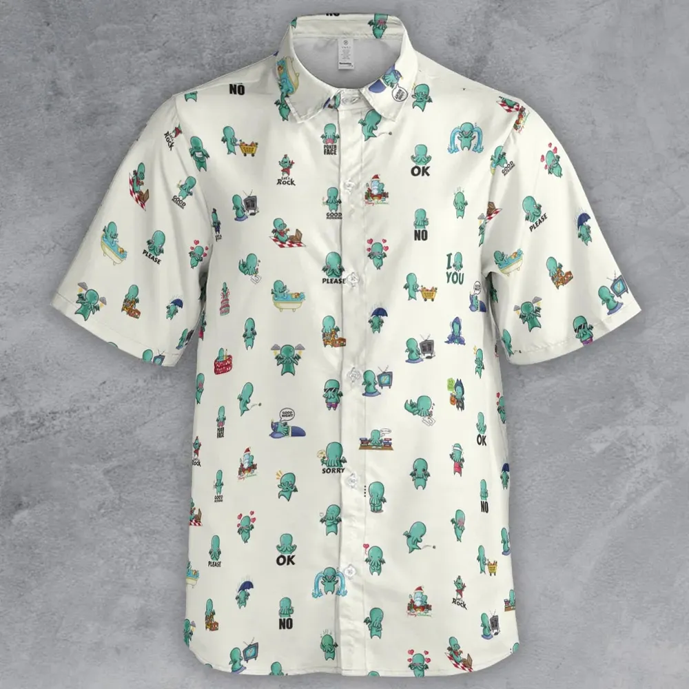 Kawai Cthulhu Pattern Button Down Shirt - 2