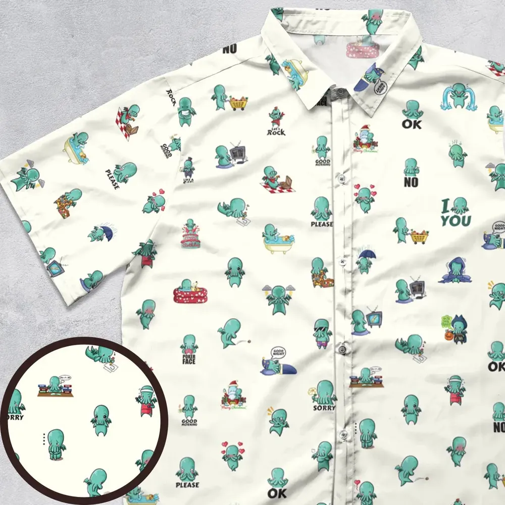Kawai Cthulhu Pattern Button Down Shirt - 1