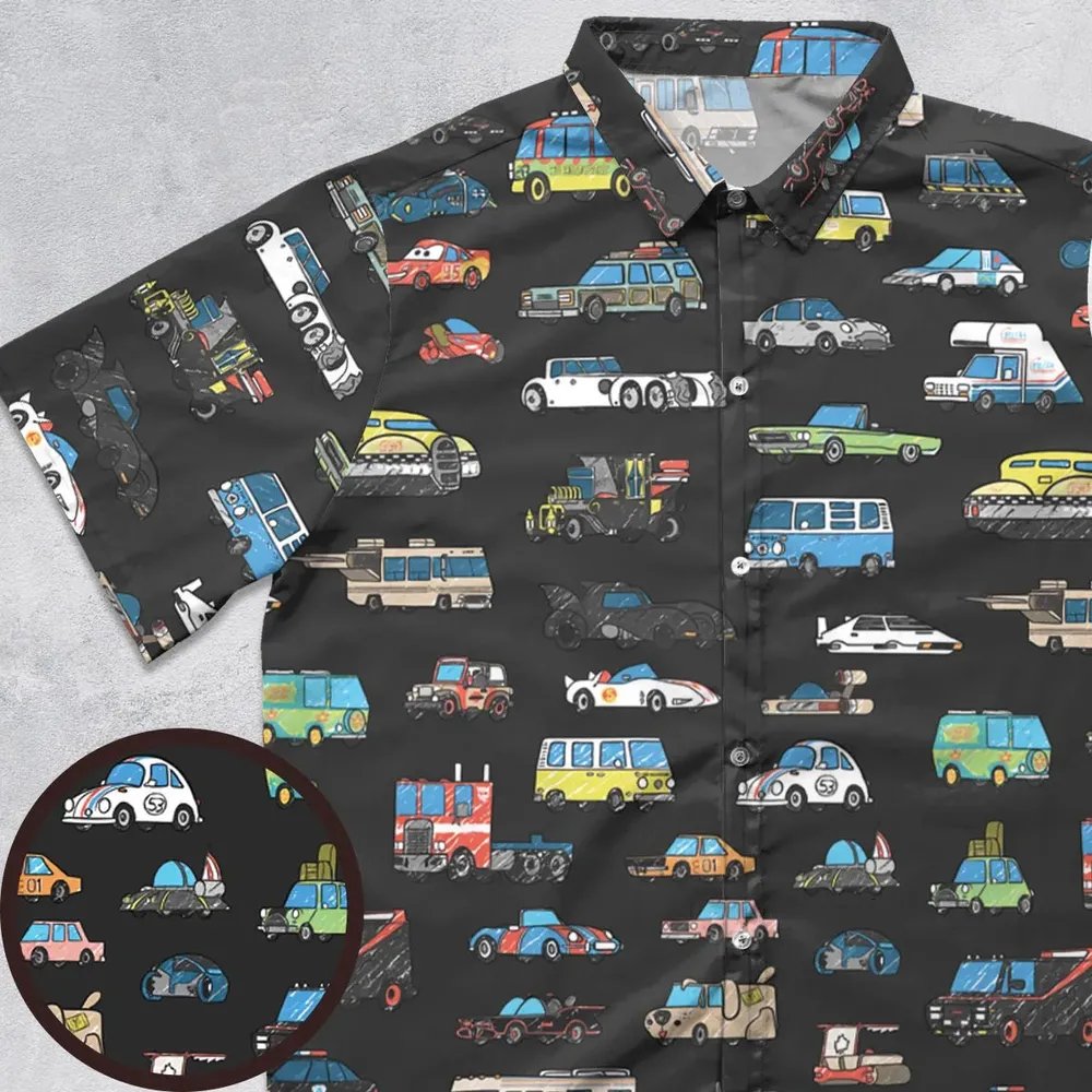 Movie Cars Pattern Button Down Shirt - 1