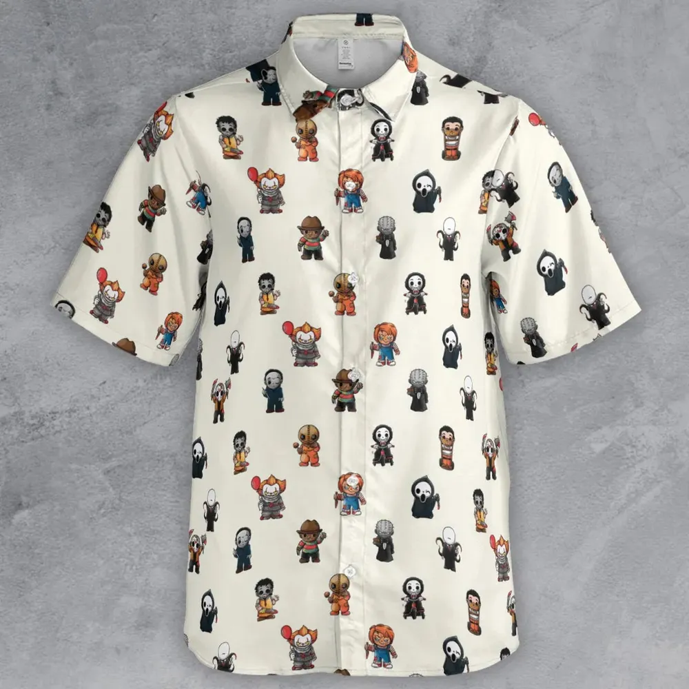 Horror Movies Characters Pattern Button Down Shirt - 2