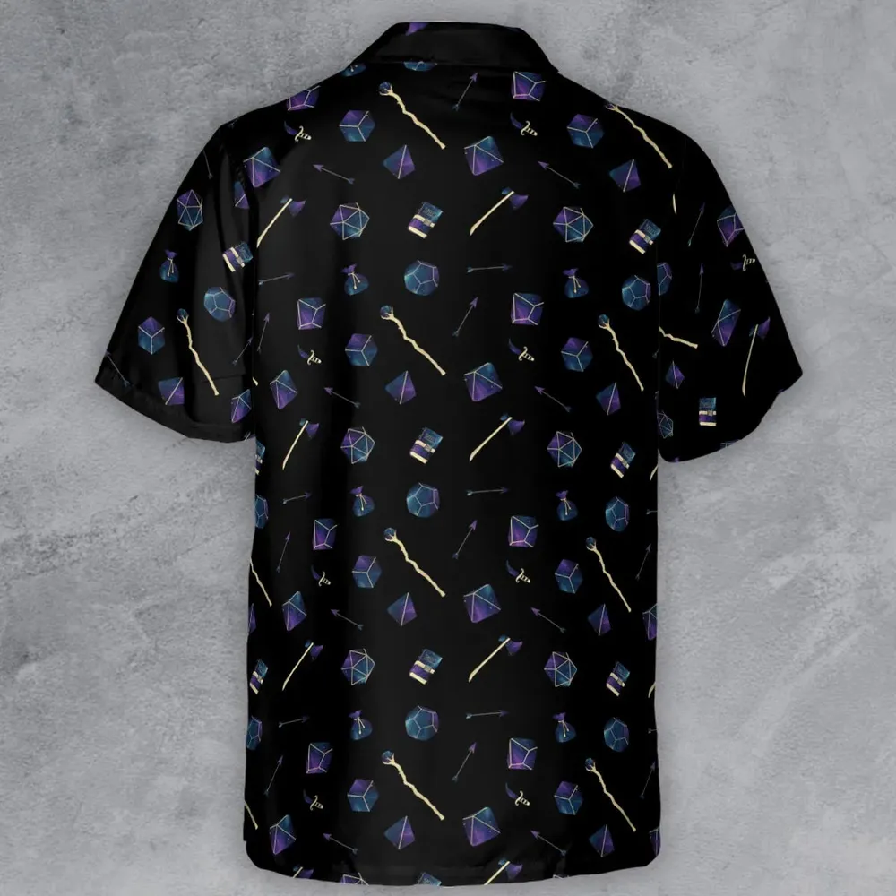 Galaxy In Dice DnD Pattern Button Down Shirt - 3