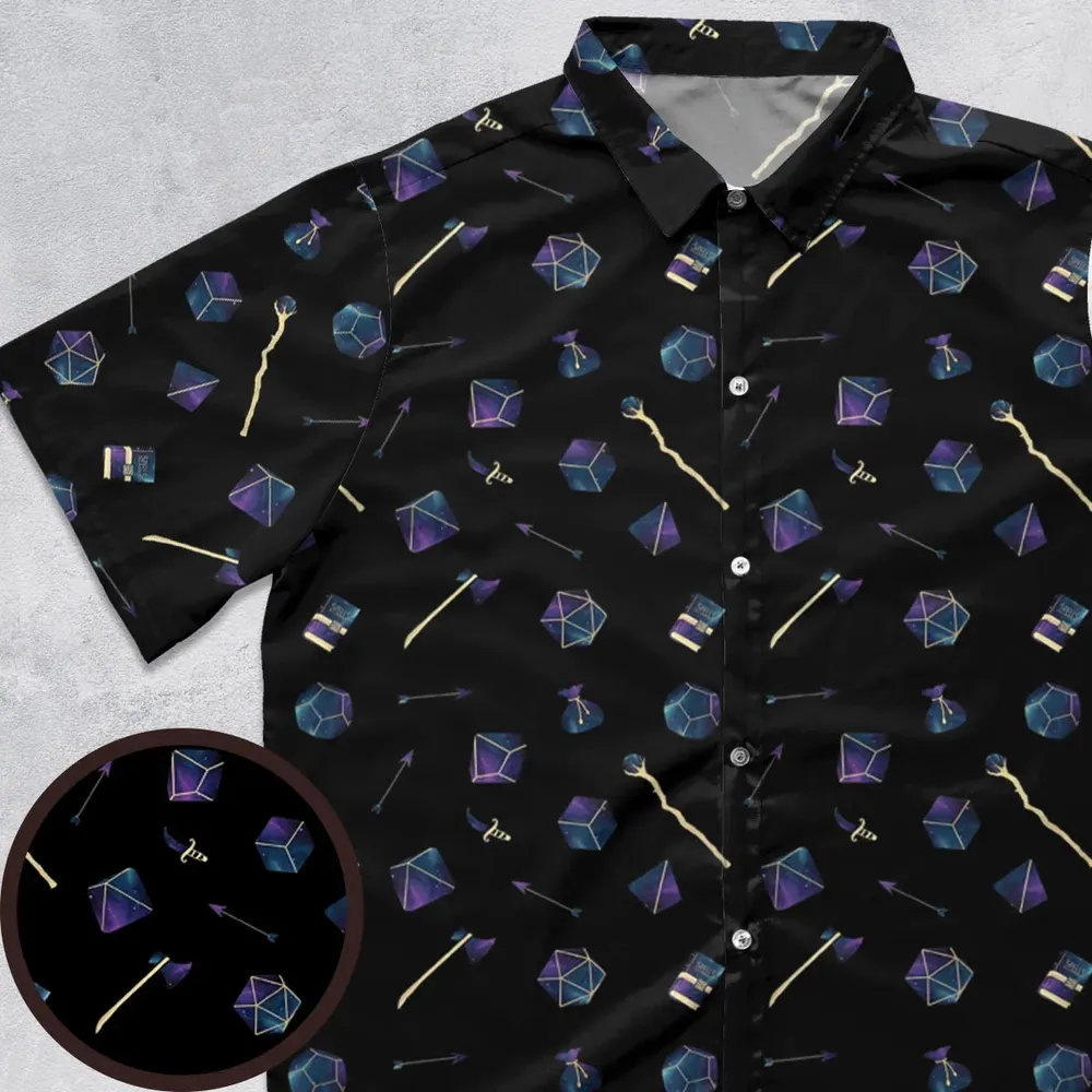 Galaxy In Dice DnD Pattern Button Down Shirt - 1