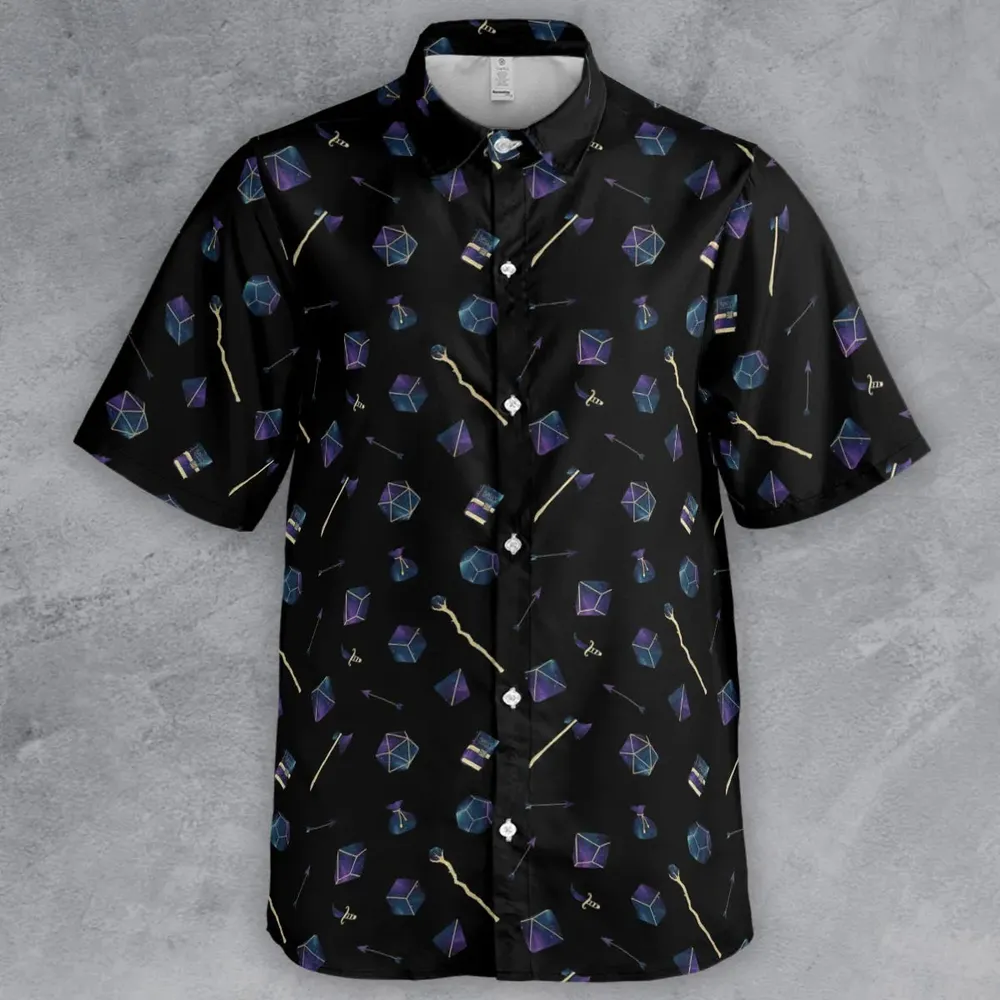 Galaxy In Dice DnD Pattern Button Down Shirt - 2