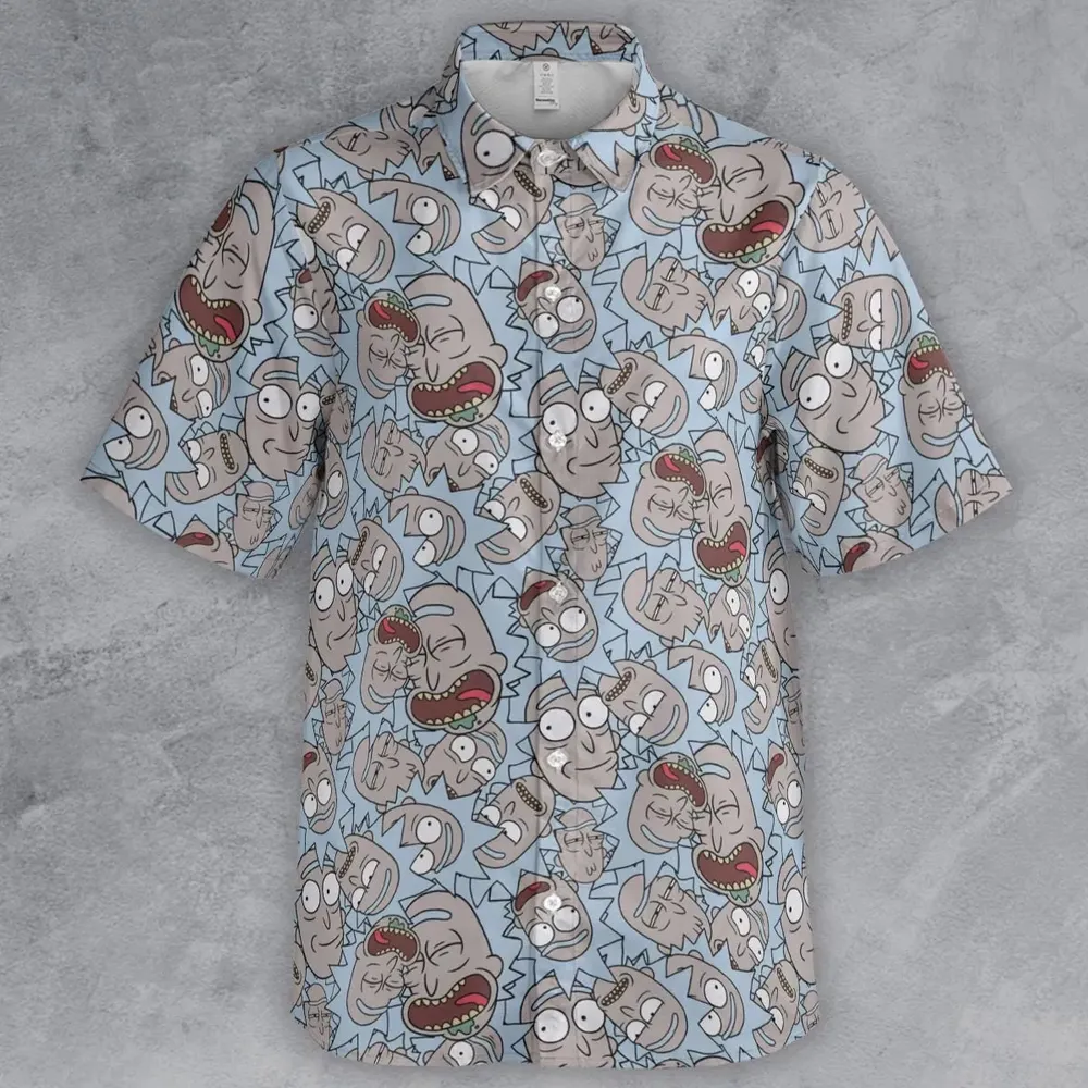 Rick Sanchez Rick and Morty Pattern Button Down Shirt - 2