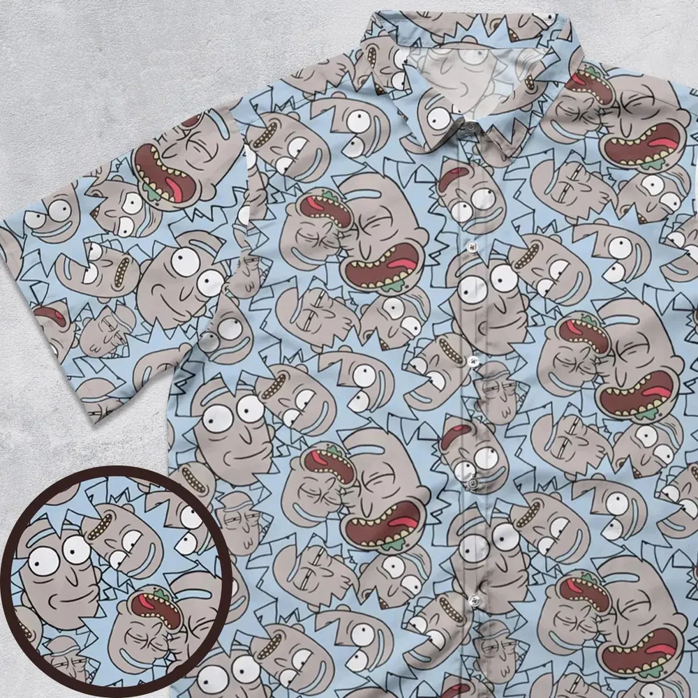 Rick Sanchez Rick and Morty Pattern Button Down Shirt - 1