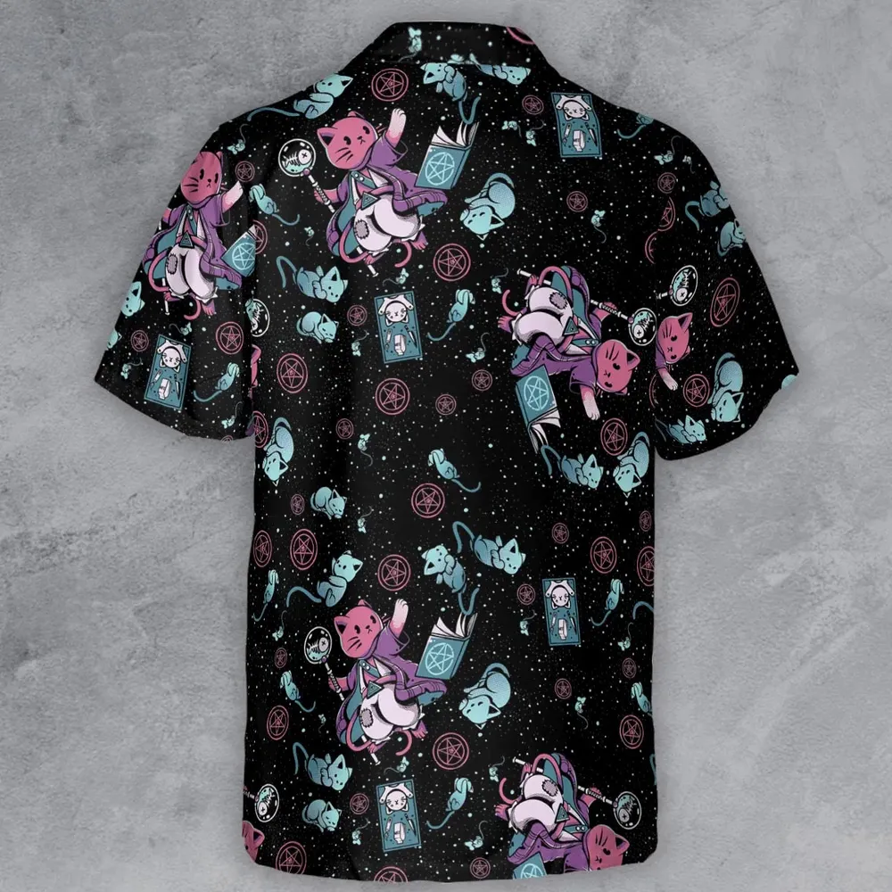 Necromancer Cat Pattern Button Down Shirt - 3
