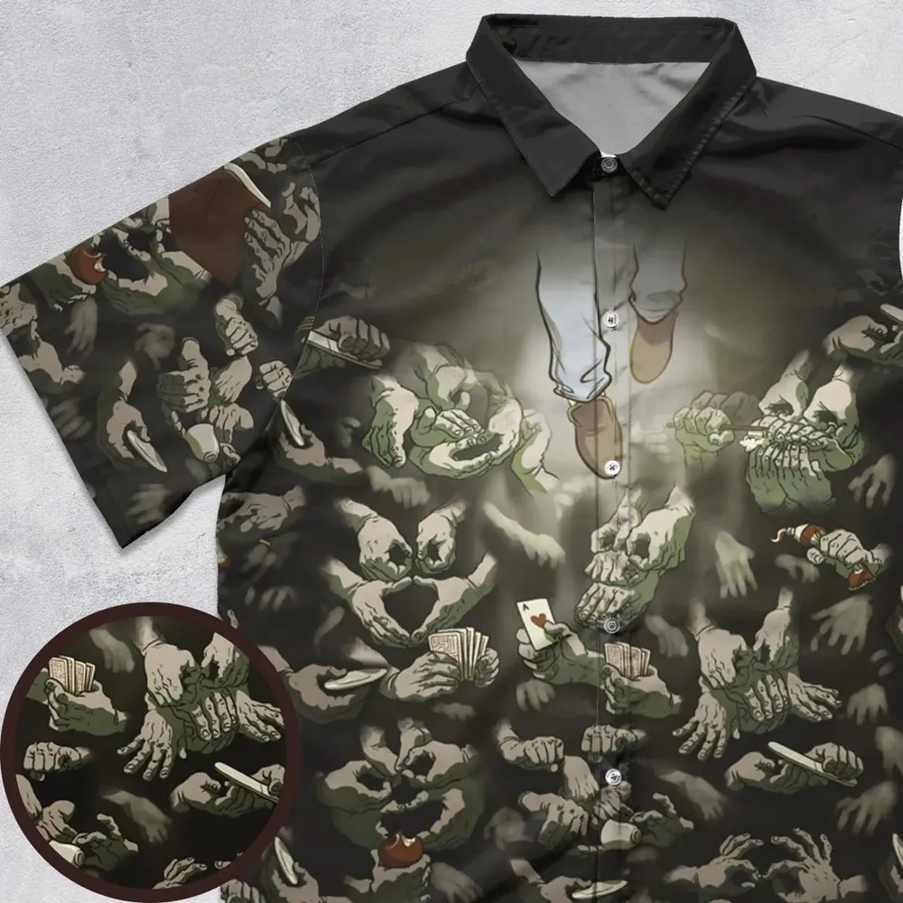 Funny Helping Hands Labyrinth Button Down Shirt - 1