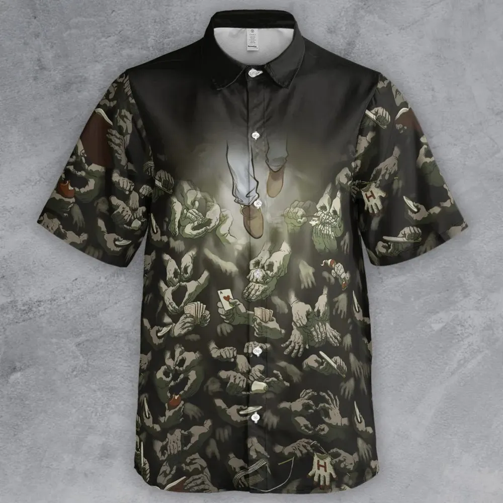 Funny Helping Hands Labyrinth Button Down Shirt - 2