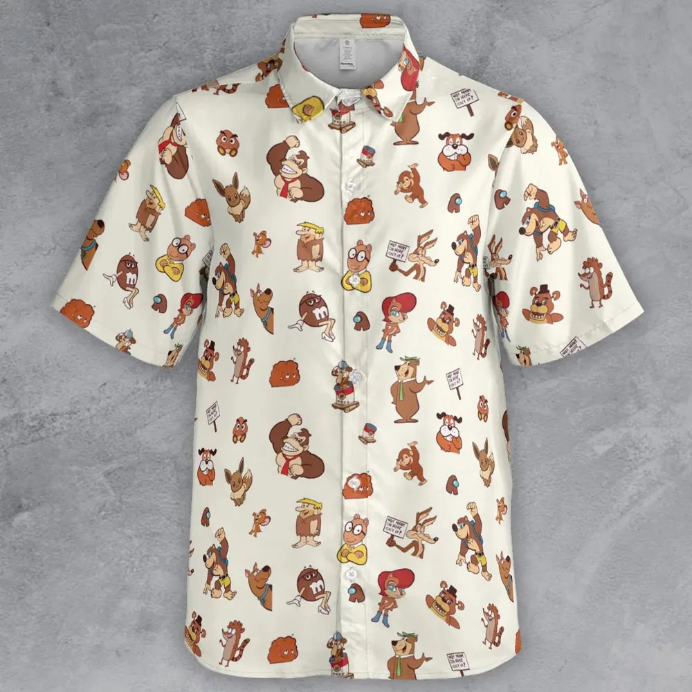 Famous Cartoon Characters in Brown Button Down Shirt - 2