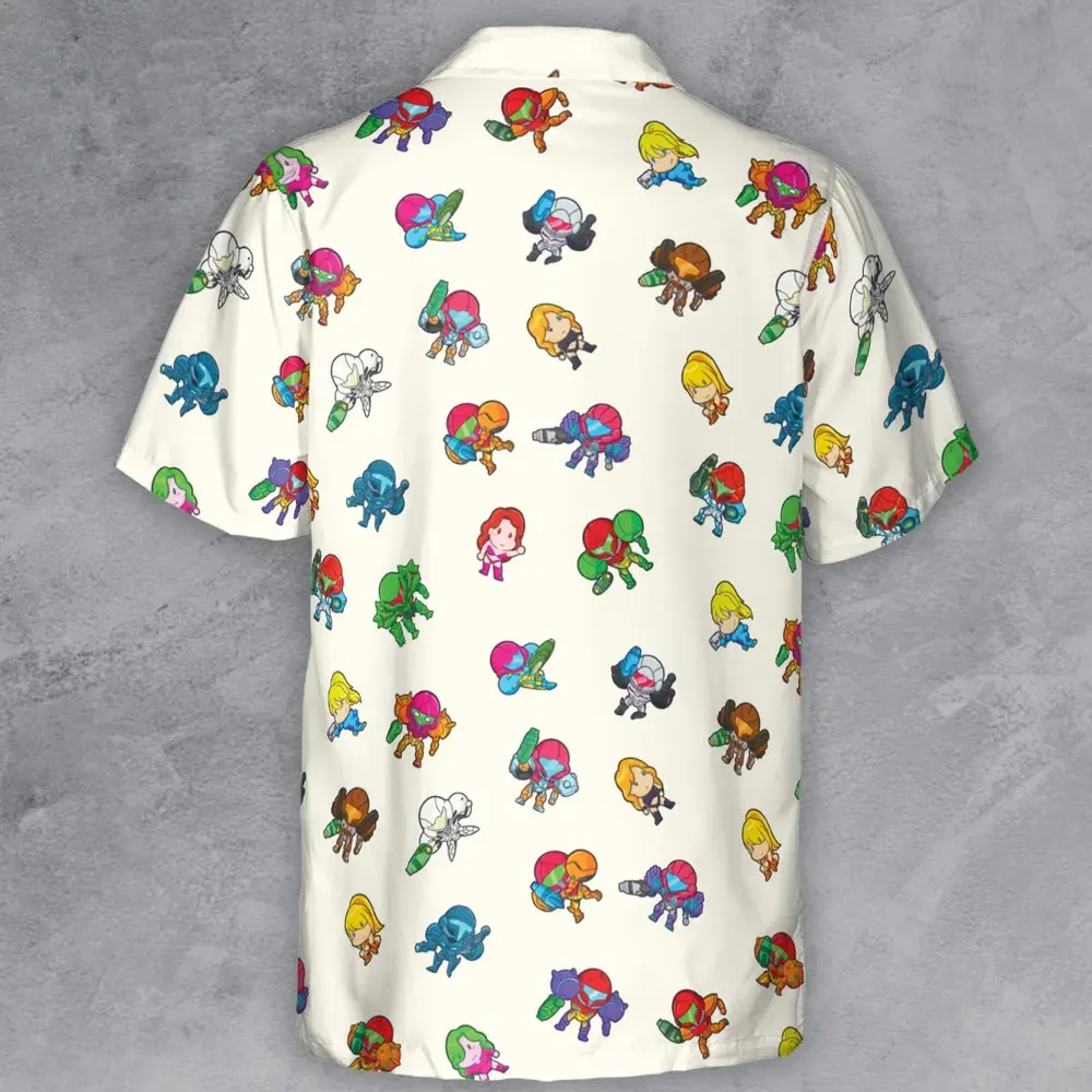 The Many Suits Of Samus Metroid Pattern Button Down Shirt - 3