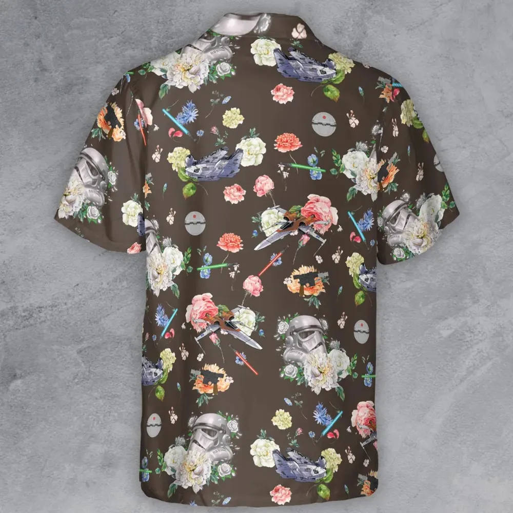 Stormtrooper Flower Vintage Pattern Button Down Shirt - 3