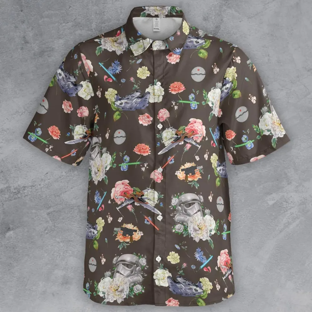 Stormtrooper Flower Vintage Pattern Button Down Shirt - 2