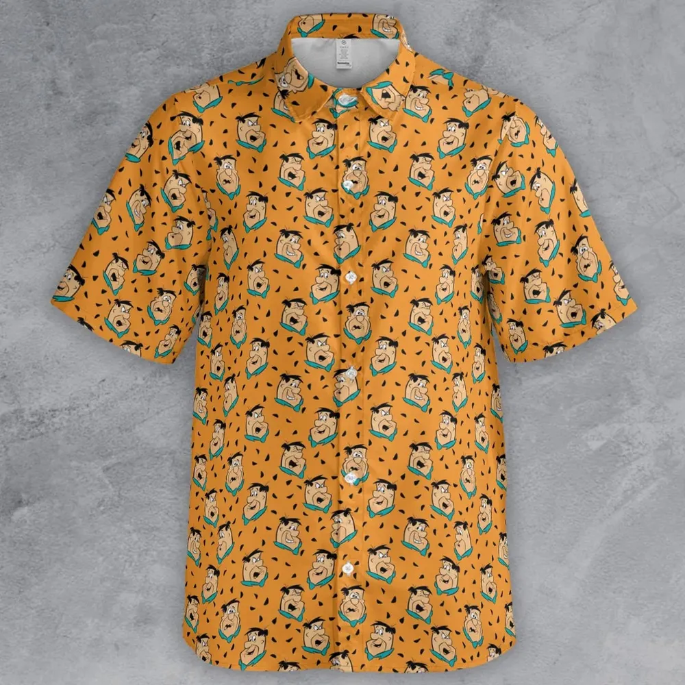 Fred Flintstone Expressions Pattern Button Down Shirt - 2