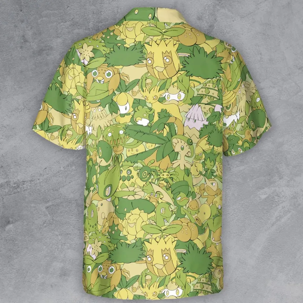 Grass Pokemon Pattern Button Down Shirt - 3