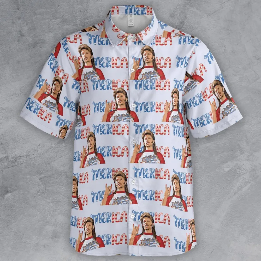 Joe Dirt 'Merica 4th Of July Pattern Button Down Shirt - 2