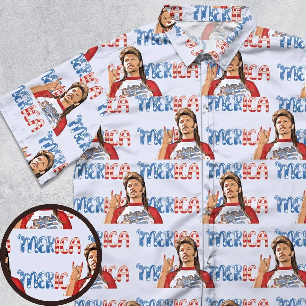 Joe Dirt 'Merica 4th Of July Pattern Button Down Shirt - 1