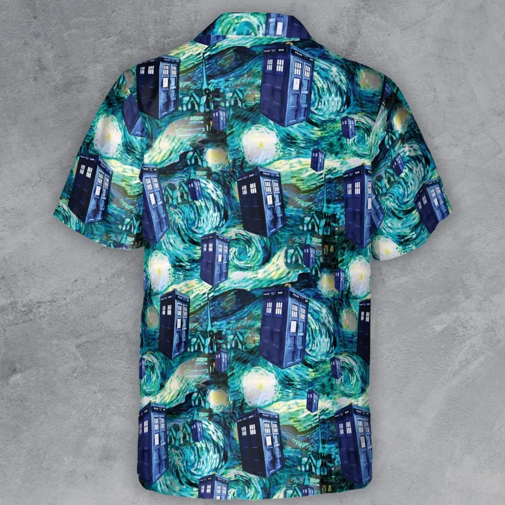 Tardis Starry Night Doctor Who Button Down Shirt - 3